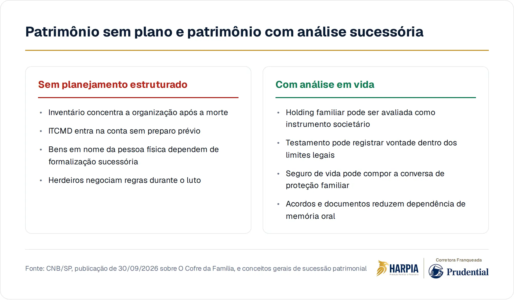 Patrimônio sem plano e patrimônio com análise sucessória